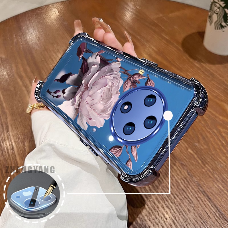 Ốp Lưng Cho OPPO reno 12F 5G Bốn Góc Mạ Điện Chống Rơi Vỏ Điện Thoại Hoạt Hình Thẩm Mỹ Họa Tiết Sen TPU Mềm