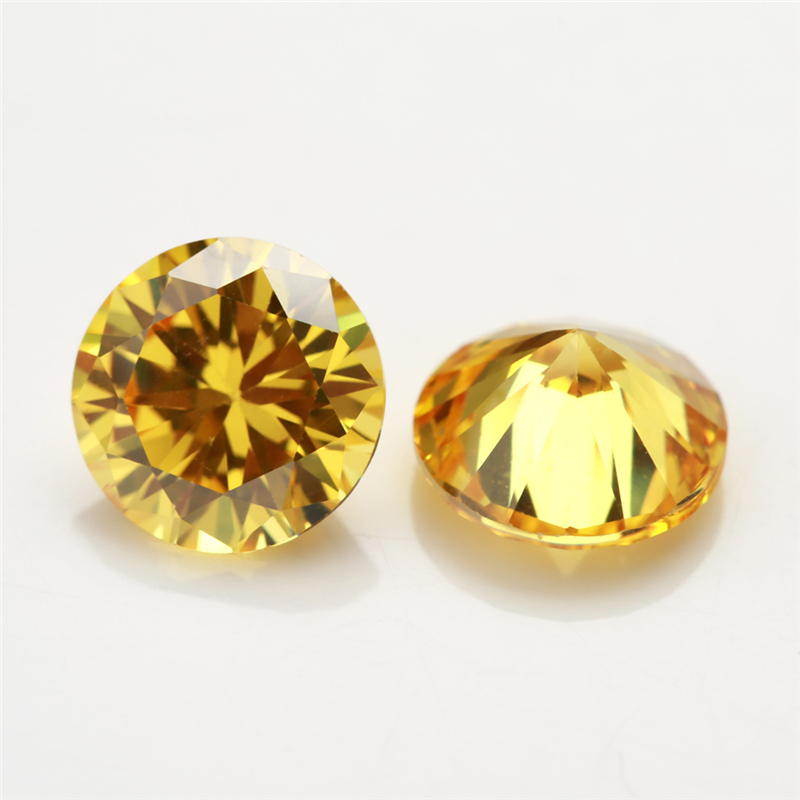 500 Chiếc 200 Chiếc Tròn Cắt Vàng Vàng Cubic Zirconia Đá Quý Tổng Hợp Kích Thước 0.8 Mm ~ 3.75 Mm 5A Rời CZ Đá Để Làm Đồ Trang Sức