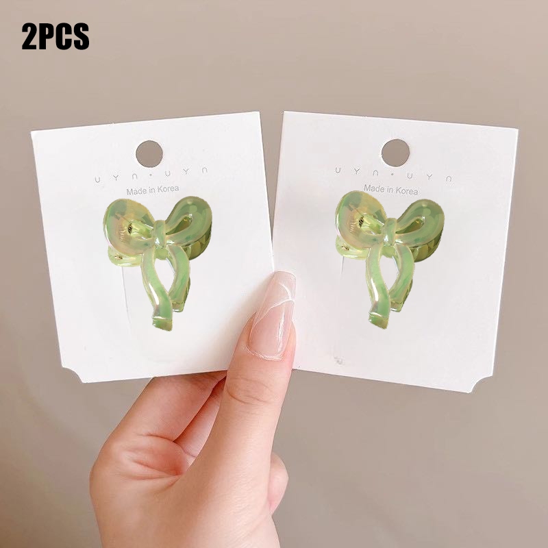 Yunyuan 2 Cái / bộ Kẹp Tóc Nơ Nhỏ Mạ Điện Màu AB Đầu Công Chúa Dễ Thương Phụ Kiện Tóc