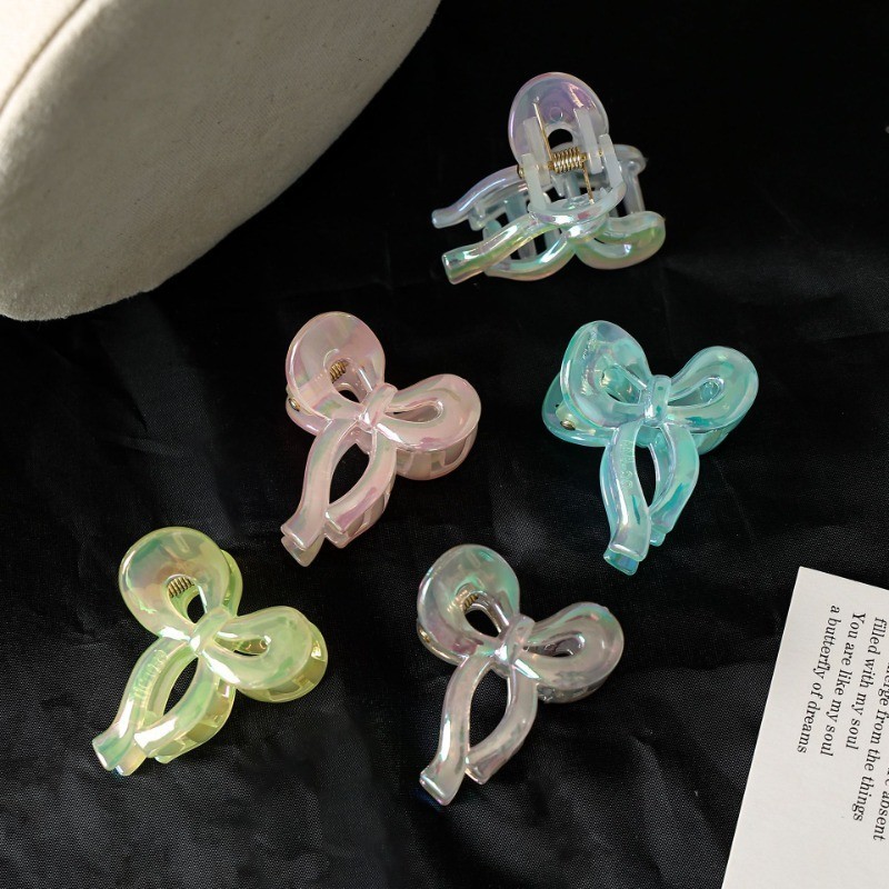 Yunyuan 2 Cái / bộ Kẹp Tóc Nơ Nhỏ Mạ Điện Màu AB Đầu Công Chúa Dễ Thương Phụ Kiện Tóc