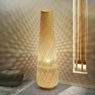 AIMI Đèn Cây Mây Đèn Retro Wicker Gỗ Đứng Đèn Trang Trí Phòng Tre Đèn Sàn Thích Hợp Cho Trà Phòng Ngủ Cafe Đèn Đứng Đèn Mây Tre