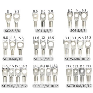 Sc Loại Đồng Lug Vòng Đầu Nối Dây Dây Mũi Thiết Bị Đầu Cuối Cáp Trần Uốn Điện Đồng Trần Khối Pin Lugs Terminal SC6-6 SC6-8 SC10-6 ~ SC95-12