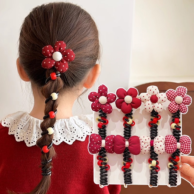 Dây Buộc Tóc Lò Xo Đính Nơ/Hoa Phồng Xinh Xắn, Đáng Yêu Phụ Kiên Tóc Empoli