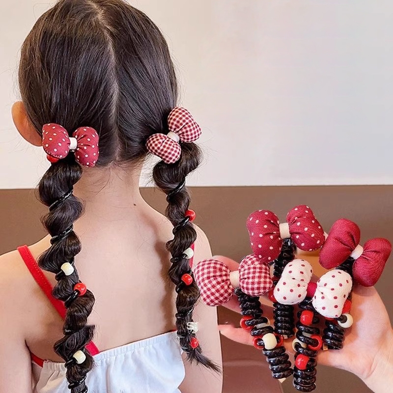 Dây Buộc Tóc Lò Xo Đính Nơ/Hoa Phồng Xinh Xắn, Đáng Yêu Phụ Kiên Tóc Empoli