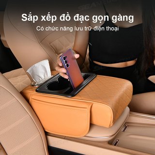 đệm kê tay ô tô SEAMETAL Hộp đựng đồ ô tô bằng da PU Tấm lót chiều cao đa chức