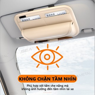 hộp kính xe hơi 2 Ngăn SEAMETAL Bằng Da Đa Năng Gắn Tấm Che Nắng Xe Hơi