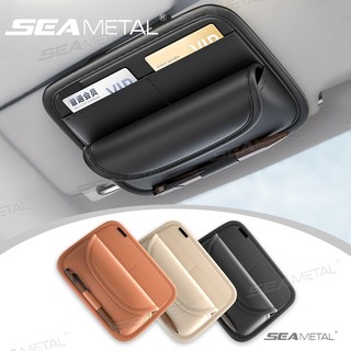 hộp kính xe hơi 2 Ngăn SEAMETAL Bằng Da Đa Năng Gắn Tấm Che Nắng Xe Hơi