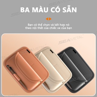 hộp kính xe hơi 2 Ngăn SEAMETAL Bằng Da Đa Năng Gắn Tấm Che Nắng Xe Hơi