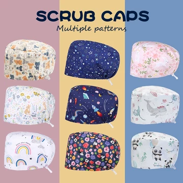 Hoạt Hình Đẹp Chà Mũ Nữ Bác Sĩ Y Tá Mũ Nha Sĩ Bác Sĩ Phẫu Thuật Skullcaps Cho Tóc Dài Thoáng Khí Cotton Mũ Y Tế K828