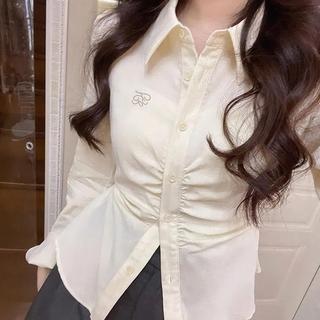 Áo sơ mi nữ dài tay eo ôm phong cách Hàn Quốc