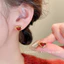 Bông tai titan không gỉ mạ vàng 18k hình trái tim đỏ may mắn dễ thương dành cho nữ