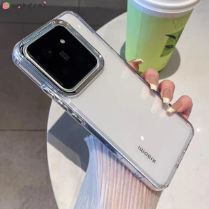 Dành Cho Xiaomi 14 13 12T 11T Pro 12 Mi 11 Lite Ultra 12S 12X Ốp Lưng Điện Thoại Mạ Nút Ống Kính Máy Ảnh Trơn Đơn Giản Trong Suốt Trong Suốt Silicon Mềm Vỏ Chống Sốc