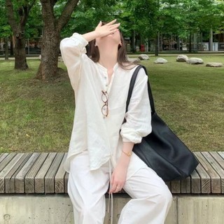 Phong Cách Hàn Quốc Nữ Nữ Rời Oversize Baggy Plus Size Áo Sơ Mi Tay Dài