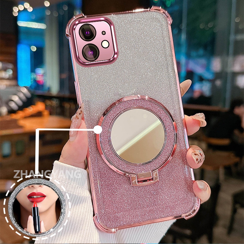 Ốp Lưng Cho iPhone 11 iPhone 11 Pro iPhone 11 Pro Max Ốp Điện Thoại Lấp Lánh Mạ Điện Bốn Góc Chống Rơi Với Các Tính Năng Thẩm Mỹ Và Giá Đỡ Gương TPU Mềm