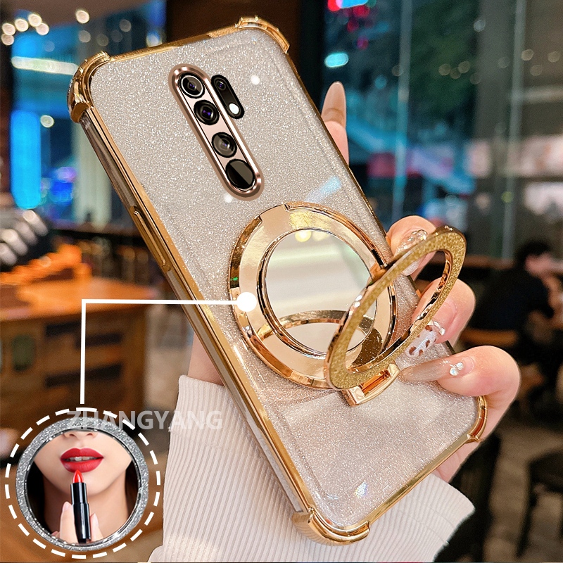 Ốp Lưng Cho OPPO A5 2020 A9 2020 Ốp Điện Thoại Lấp Lánh Mạ Điện Bốn Góc Với Tính Năng Thẩm Mỹ Và Giá Đỡ Gương TPU Mềm