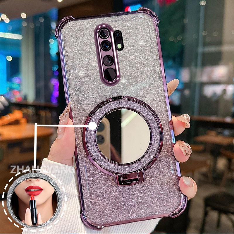 Ốp Lưng Cho OPPO A5 2020 A9 2020 Ốp Điện Thoại Lấp Lánh Mạ Điện Bốn Góc Với Tính Năng Thẩm Mỹ Và Giá Đỡ Gương TPU Mềm