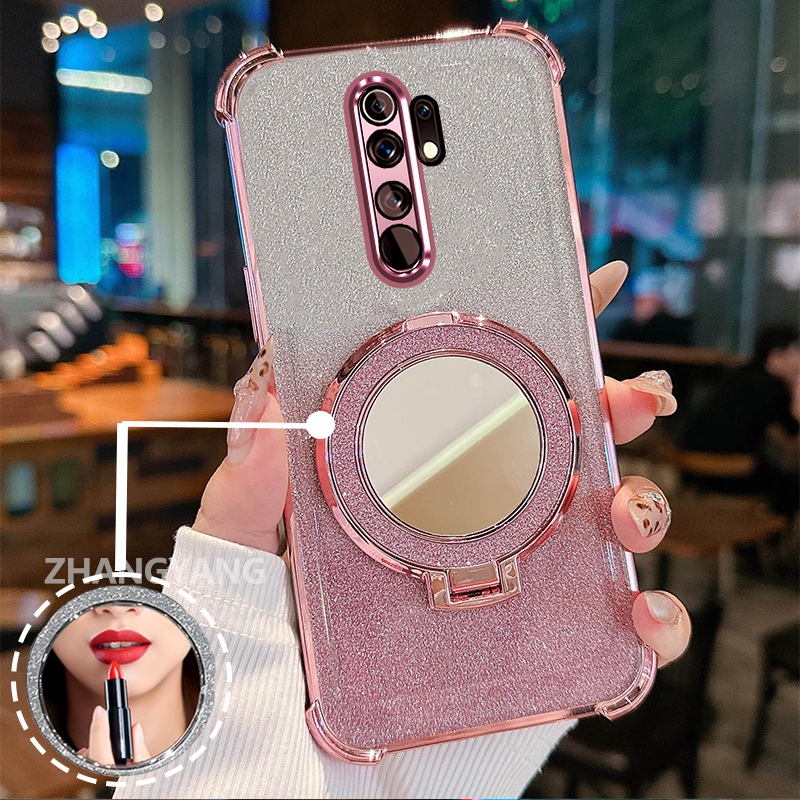 Ốp Lưng Cho OPPO A5 2020 A9 2020 Ốp Điện Thoại Lấp Lánh Mạ Điện Bốn Góc Với Tính Năng Thẩm Mỹ Và Giá Đỡ Gương TPU Mềm