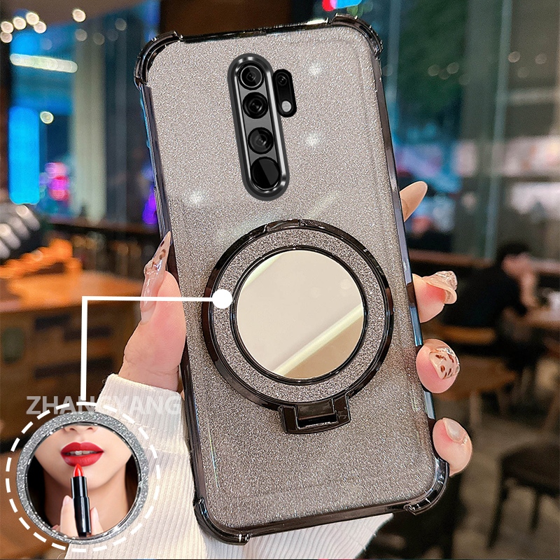Ốp Lưng Cho OPPO A5 2020 A9 2020 Ốp Điện Thoại Lấp Lánh Mạ Điện Bốn Góc Với Tính Năng Thẩm Mỹ Và Giá Đỡ Gương TPU Mềm