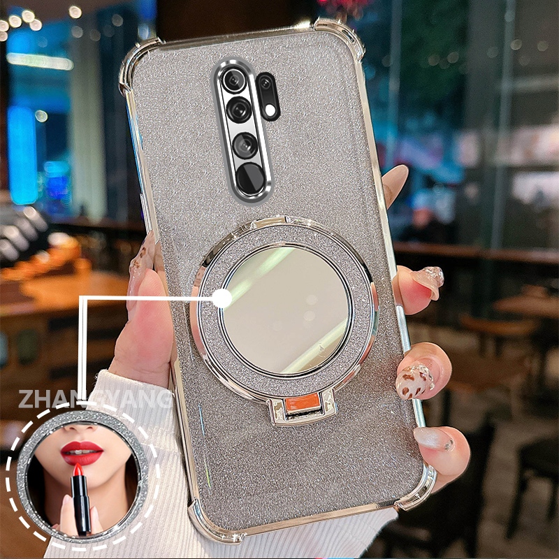 Ốp Lưng Cho OPPO A5 2020 A9 2020 Ốp Điện Thoại Lấp Lánh Mạ Điện Bốn Góc Với Tính Năng Thẩm Mỹ Và Giá Đỡ Gương TPU Mềm