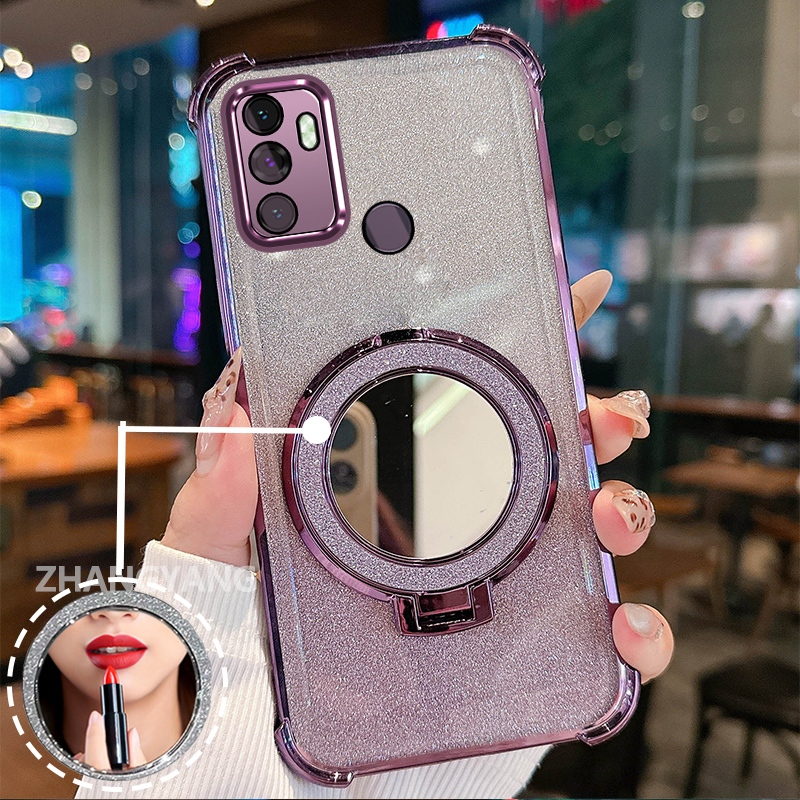 Ốp Lưng Cho OPPO A53 2020 A33 Ốp Điện Thoại Lấp Lánh Mạ Điện Bốn Góc Với Tính Năng Thẩm Mỹ Và Giá Đỡ Gương TPU Mềm