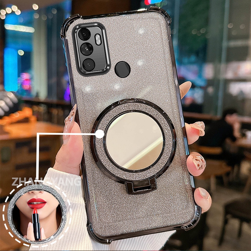 Ốp Lưng Cho OPPO A53 2020 A33 Ốp Điện Thoại Lấp Lánh Mạ Điện Bốn Góc Với Tính Năng Thẩm Mỹ Và Giá Đỡ Gương TPU Mềm