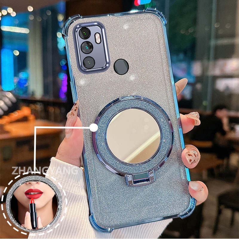 Ốp Lưng Cho OPPO A53 2020 A33 Ốp Điện Thoại Lấp Lánh Mạ Điện Bốn Góc Với Tính Năng Thẩm Mỹ Và Giá Đỡ Gương TPU Mềm