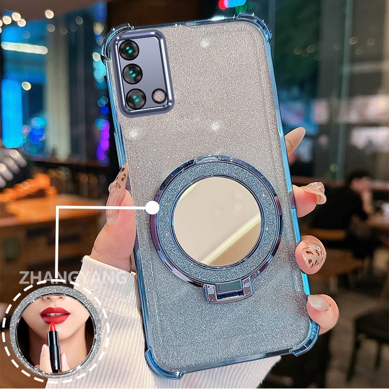 Ốp Lưng Cho OPPO A74 4G A95 4G Ốp Điện Thoại Lấp Lánh Mạ Điện Bốn Góc Với Các Tính Năng Thẩm Mỹ Và Giá Đỡ Gương TPU Mềm