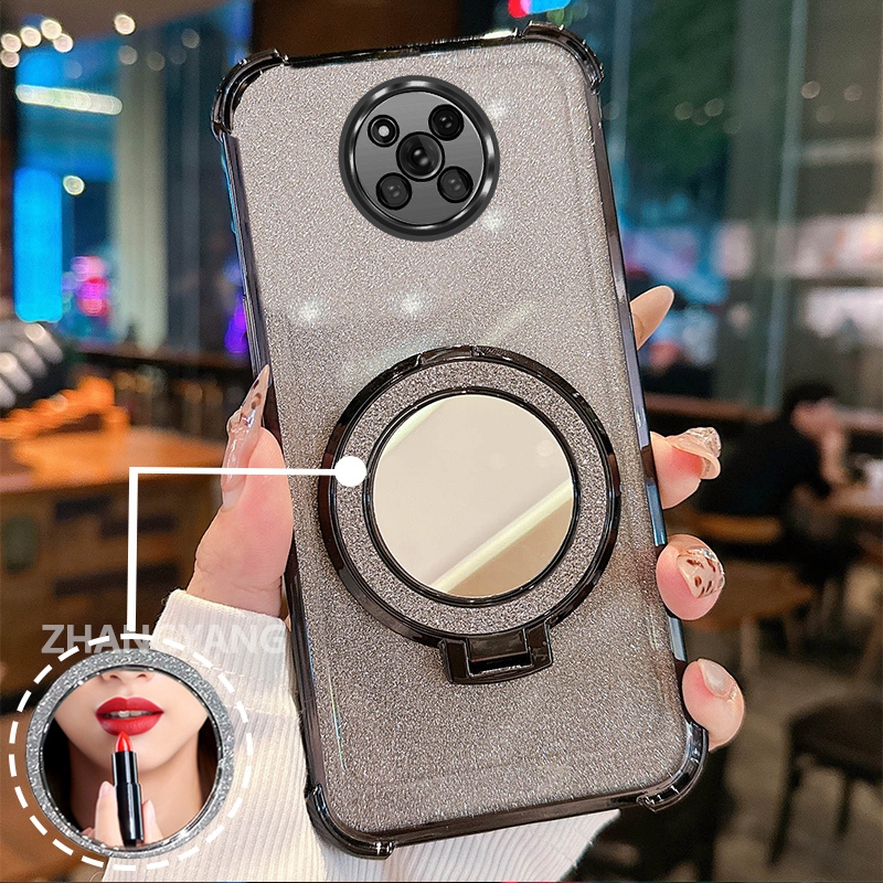 Ốp Lưng Cho POCO X3 NFC X3 X3 Pro Ốp Điện Thoại Lấp Lánh Mạ Điện Bốn Góc Với Các Tính Năng Thẩm Mỹ Và Giá Đỡ Gương TPU Mềm