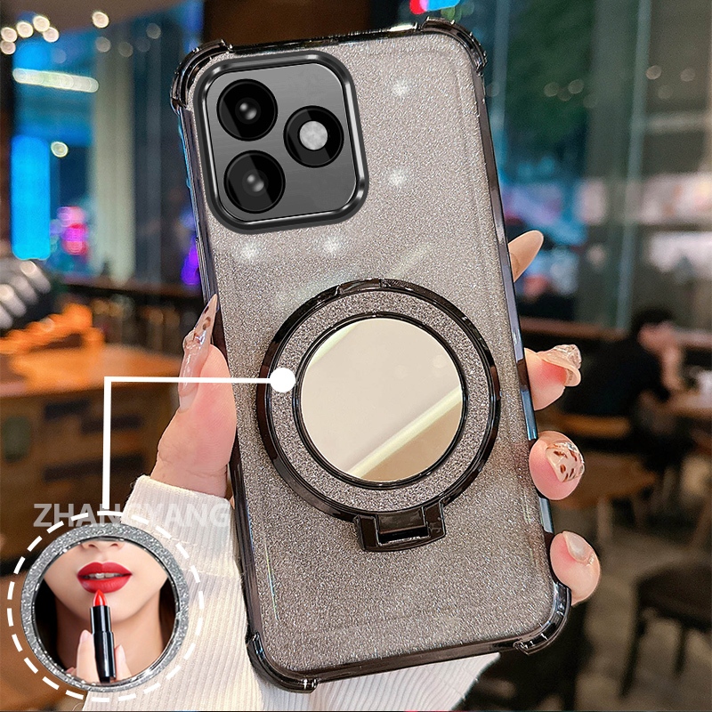 Ốp Lưng Cho Realme c53 Vỏ Điện Thoại Lấp Lánh Mạ Điện Bốn Góc Chống Rơi Với Các Tính Năng Thẩm Mỹ Và Giá Đỡ Gương TPU Mềm