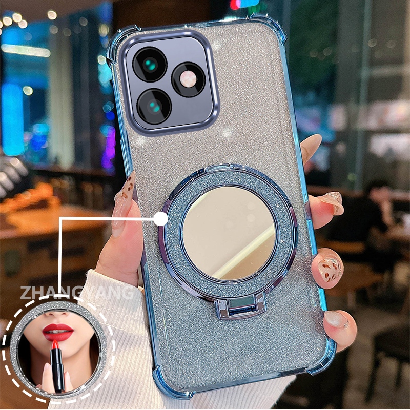 Ốp Lưng Cho Realme c53 Vỏ Điện Thoại Lấp Lánh Mạ Điện Bốn Góc Chống Rơi Với Các Tính Năng Thẩm Mỹ Và Giá Đỡ Gương TPU Mềm