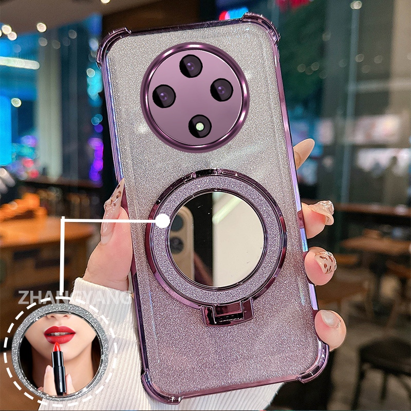 Ốp Lưng Cho OPPO reno 12F 5G Ốp Điện Thoại Lấp Lánh Mạ Điện Bốn Góc Với Các Tính Năng Thẩm Mỹ Và Giá Đỡ Gương TPU Mềm