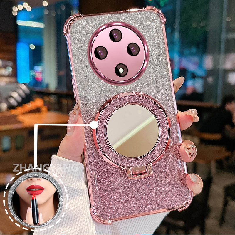 Ốp Lưng Cho OPPO reno 12F 5G Ốp Điện Thoại Lấp Lánh Mạ Điện Bốn Góc Với Các Tính Năng Thẩm Mỹ Và Giá Đỡ Gương TPU Mềm