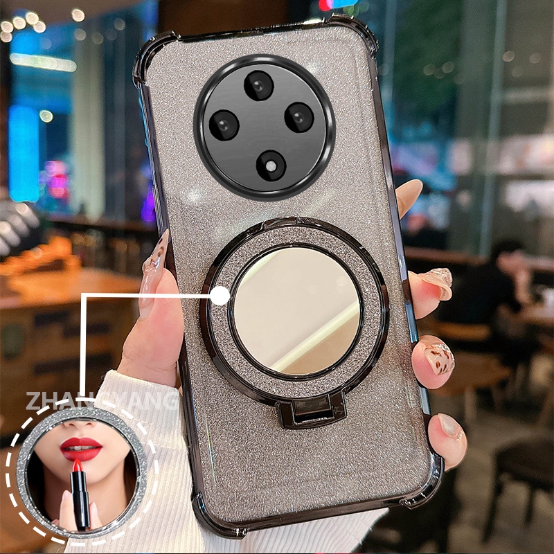 Ốp Lưng Cho OPPO reno 12F 5G Ốp Điện Thoại Lấp Lánh Mạ Điện Bốn Góc Với Các Tính Năng Thẩm Mỹ Và Giá Đỡ Gương TPU Mềm