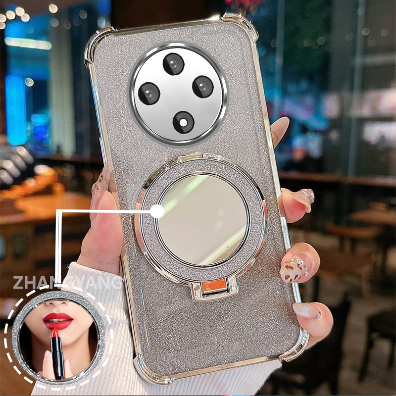 Ốp Lưng Cho OPPO reno 12F 5G Ốp Điện Thoại Lấp Lánh Mạ Điện Bốn Góc Với Các Tính Năng Thẩm Mỹ Và Giá Đỡ Gương TPU Mềm