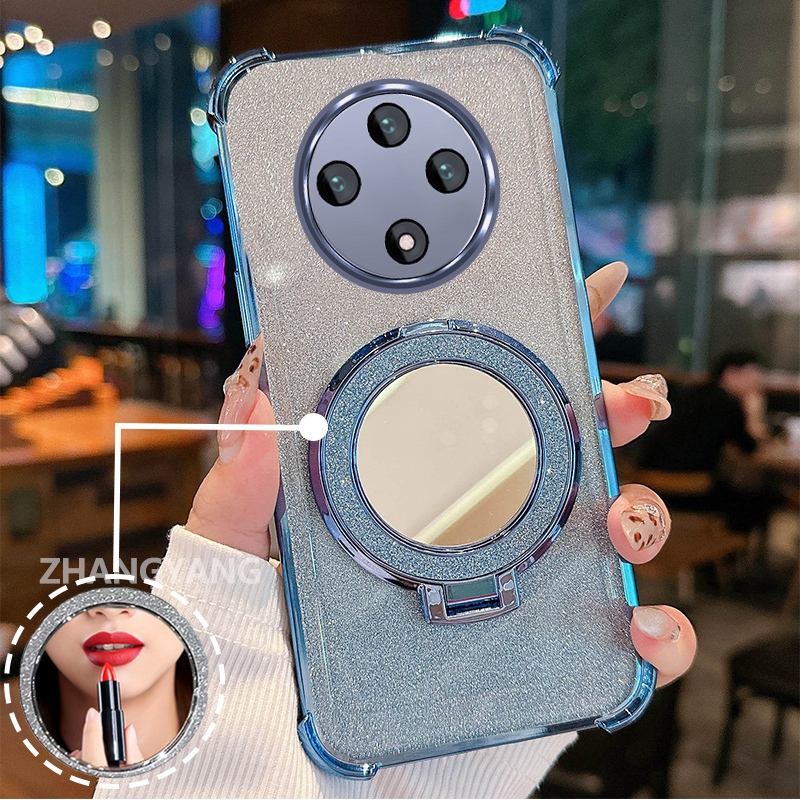 Ốp Lưng Cho OPPO reno 12F 5G Ốp Điện Thoại Lấp Lánh Mạ Điện Bốn Góc Với Các Tính Năng Thẩm Mỹ Và Giá Đỡ Gương TPU Mềm