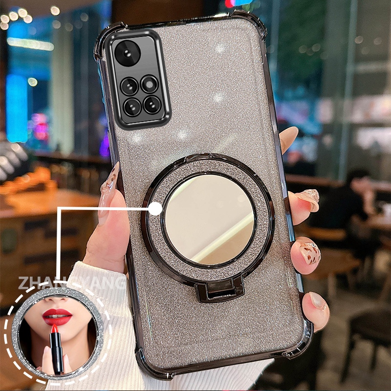 Ốp lưng cho redmi 10 redmi 10 Prime Vỏ điện thoại lấp lánh mạ điện bốn góc với các tính năng thẩm mỹ và giá đỡ gương TPU mềm