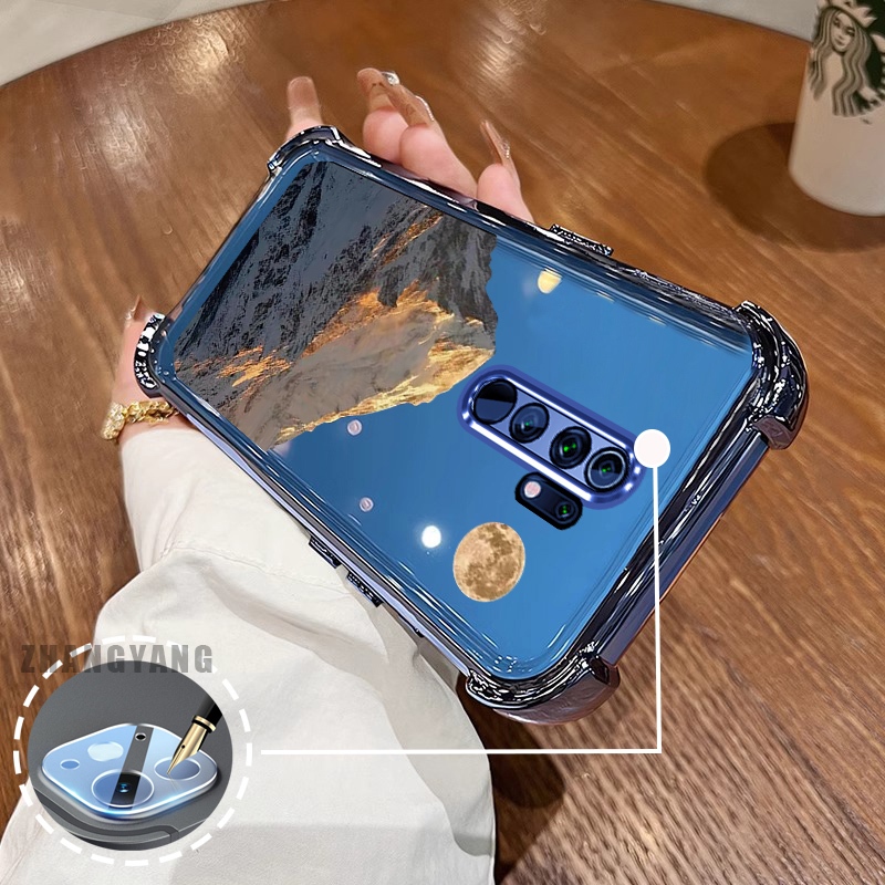 Ốp Lưng Cho OPPO A5 2020 A9 2020 Ốp Điện Thoại Mạ Điện Bốn Góc Thẩm Mỹ Hoàng Hôn Vàng Phong Cảnh Núi Họa Tiết TPU Mềm
