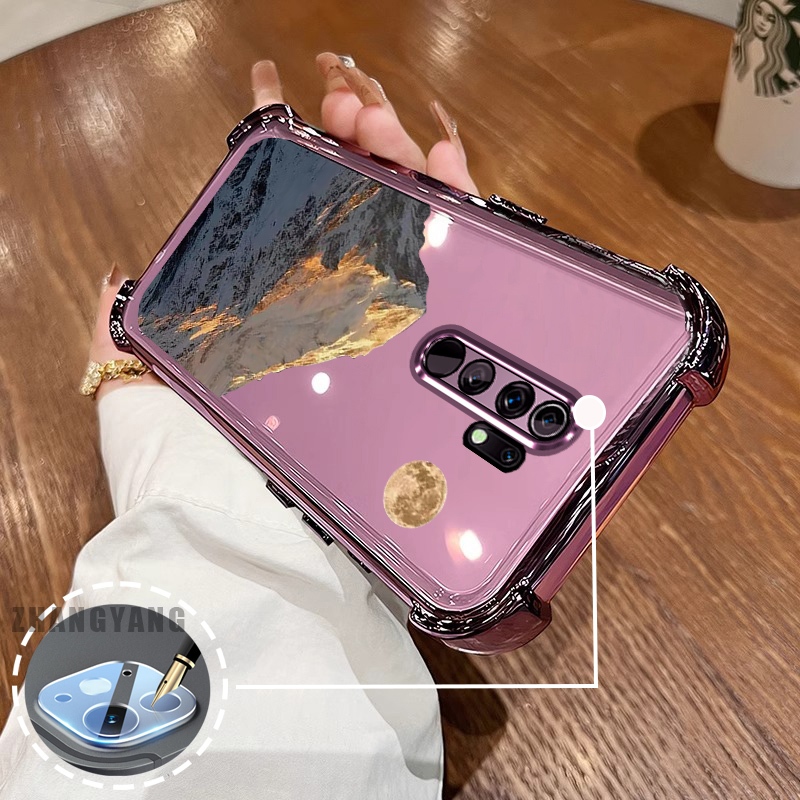 Ốp Lưng Cho OPPO A5 2020 A9 2020 Ốp Điện Thoại Mạ Điện Bốn Góc Thẩm Mỹ Hoàng Hôn Vàng Phong Cảnh Núi Họa Tiết TPU Mềm