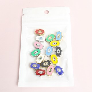 10 Chiếc Nhiều Màu Hamsa Tay & Ác Họa Tiết Mắt Men Miếng Đệm Hạt DIY Phong Cách Thổ Nhĩ Kỳ Vòng Tay, Vòng Cổ, Vòng Chân, Móc Chìa Khóa Và Bùa Fatima Tay & Ác Quỷ Thiết Kế Mắt Hạt Hợp Kim