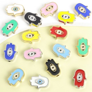 10 Chiếc Nhiều Màu Hamsa Tay & Ác Họa Tiết Mắt Men Miếng Đệm Hạt DIY Phong Cách Thổ Nhĩ Kỳ Vòng Tay, Vòng Cổ, Vòng Chân, Móc Chìa Khóa Và Bùa Fatima Tay & Ác Quỷ Thiết Kế Mắt Hạt Hợp Kim