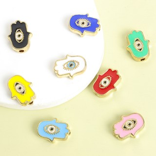 10 Chiếc Nhiều Màu Hamsa Tay & Ác Họa Tiết Mắt Men Miếng Đệm Hạt DIY Phong Cách Thổ Nhĩ Kỳ Vòng Tay, Vòng Cổ, Vòng Chân, Móc Chìa Khóa Và Bùa Fatima Tay & Ác Quỷ Thiết Kế Mắt Hạt Hợp Kim