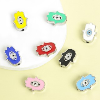 10 Chiếc Nhiều Màu Hamsa Tay & Ác Họa Tiết Mắt Men Miếng Đệm Hạt DIY Phong Cách Thổ Nhĩ Kỳ Vòng Tay, Vòng Cổ, Vòng Chân, Móc Chìa Khóa Và Bùa Fatima Tay & Ác Quỷ Thiết Kế Mắt Hạt Hợp Kim