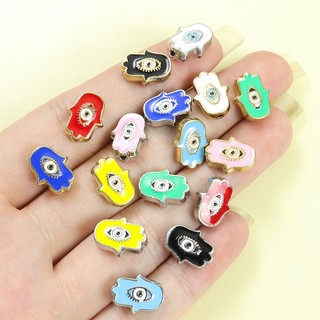 10 Chiếc Nhiều Màu Hamsa Tay & Ác Họa Tiết Mắt Men Miếng Đệm Hạt DIY Phong Cách Thổ Nhĩ Kỳ Vòng Tay, Vòng Cổ, Vòng Chân, Móc Chìa Khóa Và Bùa Fatima Tay & Ác Quỷ Thiết Kế Mắt Hạt Hợp Kim
