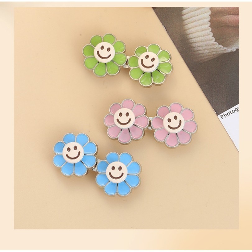 [Yunyuan] Khóa thắt lưng hoa cúc đáy phẳng đa năng, không cần đinh và không cần đường may, dụng cụ có thể tháo rời để thu nhỏ quần eo