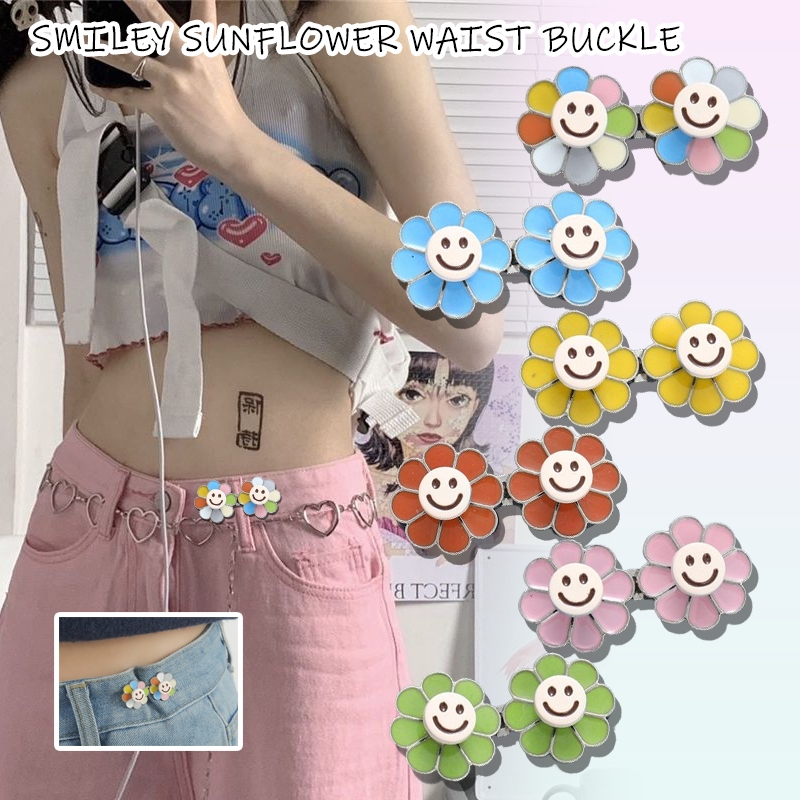 [Yunyuan] Khóa thắt lưng hoa cúc đáy phẳng đa năng, không cần đinh và không cần đường may, dụng cụ có thể tháo rời để thu nhỏ quần eo