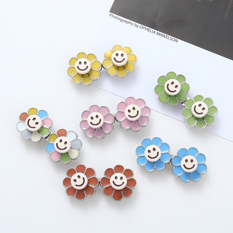 [Yunyuan] Khóa thắt lưng hoa cúc đáy phẳng đa năng, không cần đinh và không cần đường may, dụng cụ có thể tháo rời để thu nhỏ quần eo