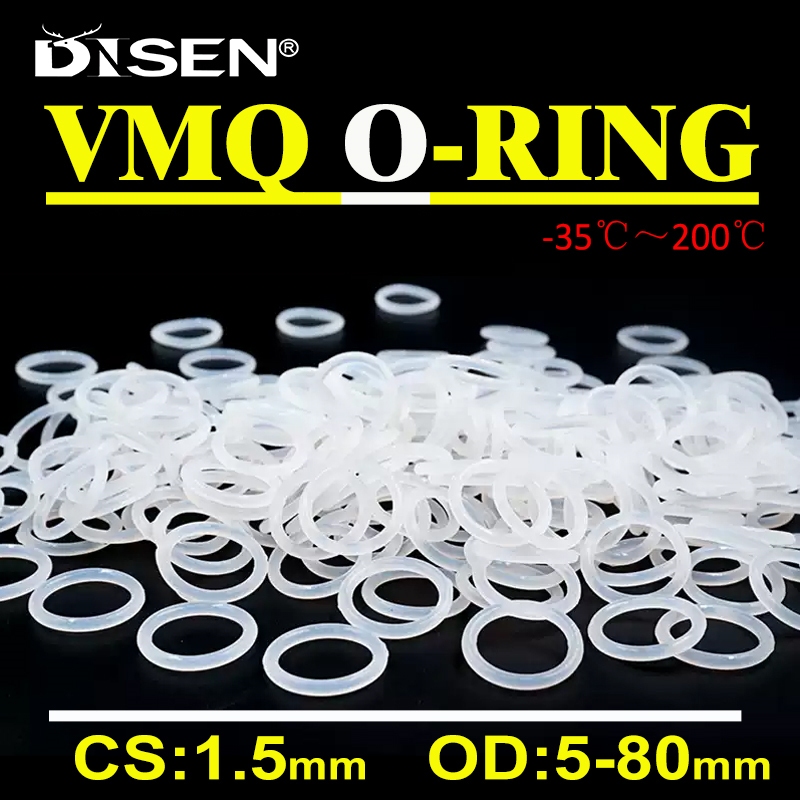 Cs 1.5mm Silicone Trắng O ring VMQ Seal Gasket Thực Phẩm Chống Thấm Nước Máy Giặt Cách Nhiệt Vòng Chữ O OD 5-80mm