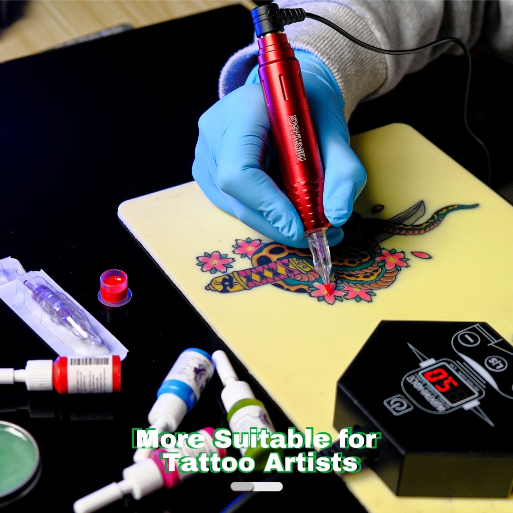 Wormhole Tattoo Pen Máy xăm siêu nhẹ Bút 4.0mm Stroke 1-4.5 Kim Chiều dài Máy xăm quay cho người mới bắt đầu