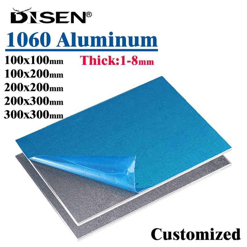 Nhôm tấm hợp kim 1mm-8mm, vuông 100x100mm~300x300mm, đánh bóng, dùng cho DIY, cắt laser