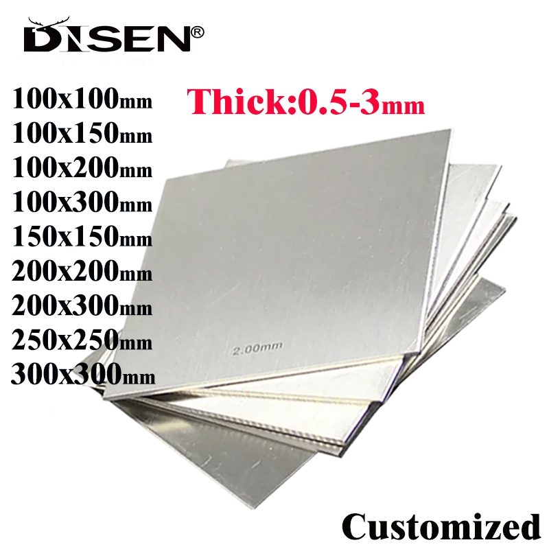 Độ dày 0,5 ~ 3mm 304 Tấm vuông bằng thép không gỉ Chế biến cắt Laser Tấm đánh bóng kim loại phẳng 100x100mm ~ 300x300mm
